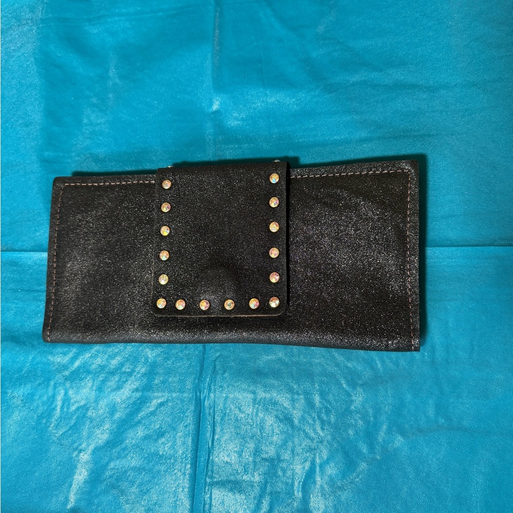 Black Rhinestoned Women's Clutch Wallet